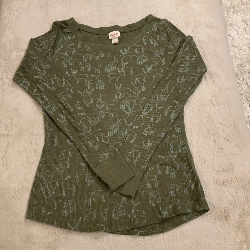 Mossimo Green L Thermal Cottage Cabin Base layer Scandi Coastal Coquette Alpine